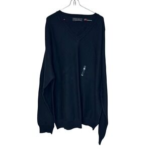 Greg Norman Men Sweater Vtg‎ Pullover Golfing V-Neck Knit Cotton Black XXL NWOT